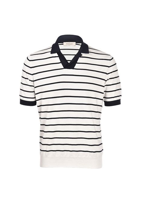 Polo Gran sasso Skipper uomo 5711018052 Bianca maniche corte cotone organico colletto righe Gran sasso | 5711018052005
